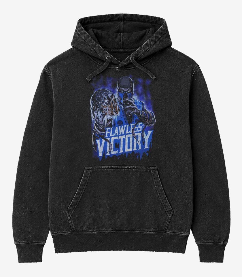 Poleron Canguro Acid Wash Negro de Flawless Victory