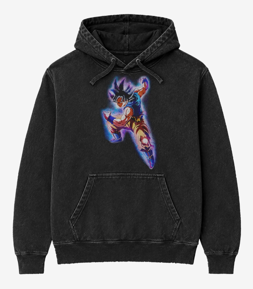 Poleron Canguro Acid Wash Negro de Miggate no gokui