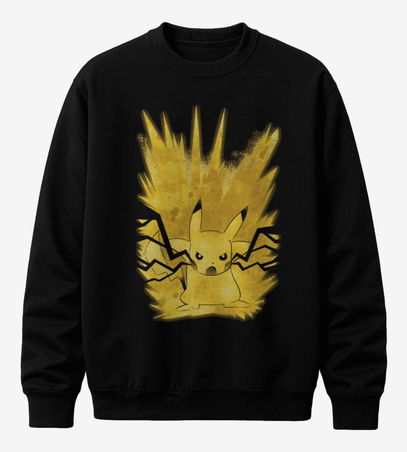 Poleron polo Negro de Pikachu impactrueno