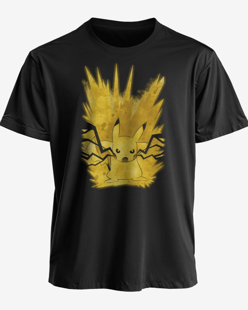 Polera premium Negro de Pikachu impactrueno