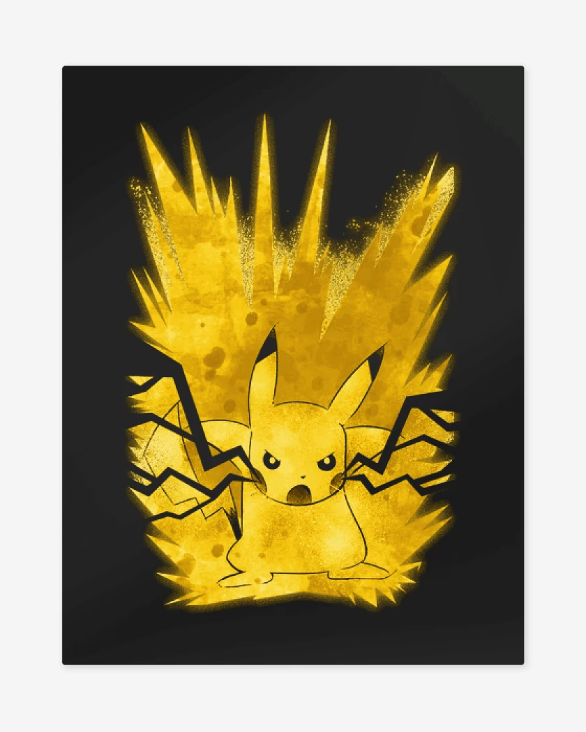 Print metalico Negro de Pikachu impactrueno