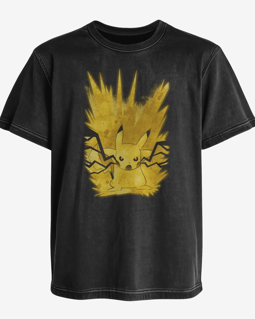 Polera desgastada Pikachu impactrueno
