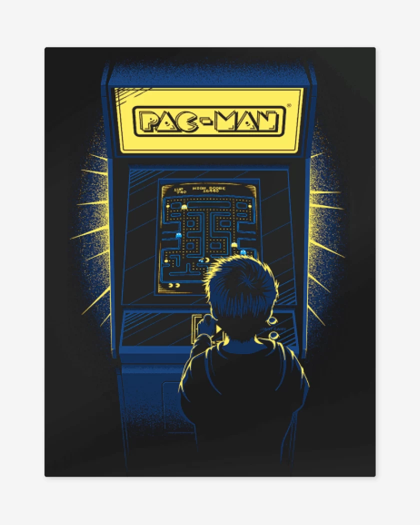 Print metalico Negro de Arcade pac man