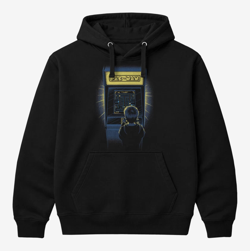Polerón Canguro Negro de Arcade pac man