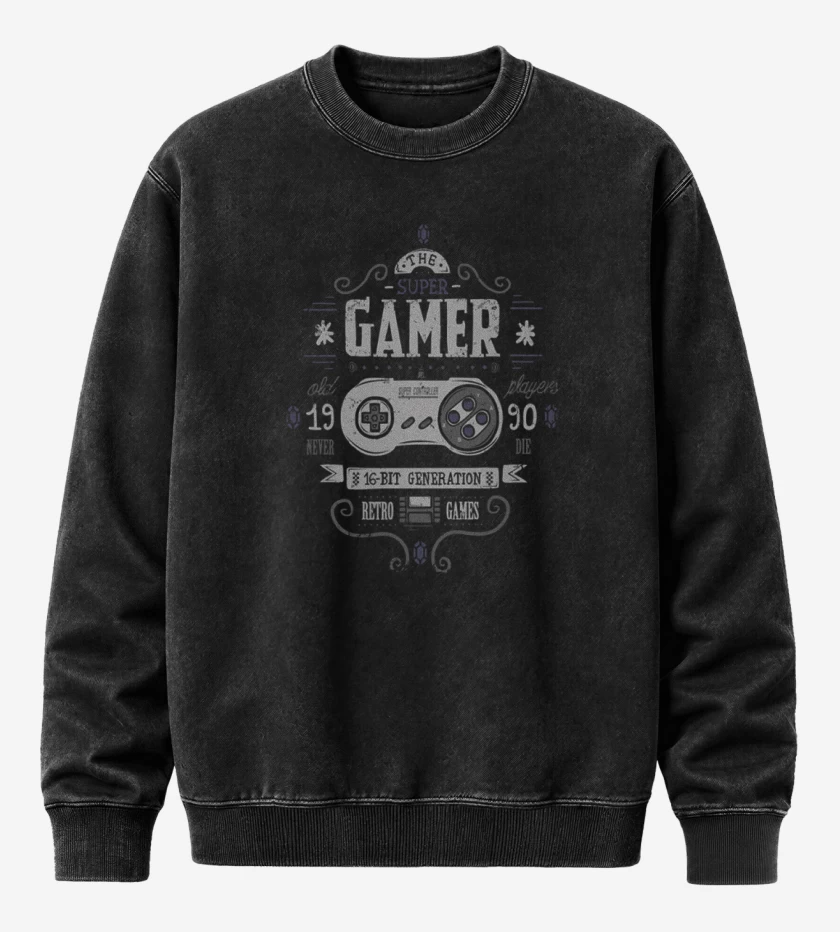 Poleron Polo Acid Wash Negro de The super gamer