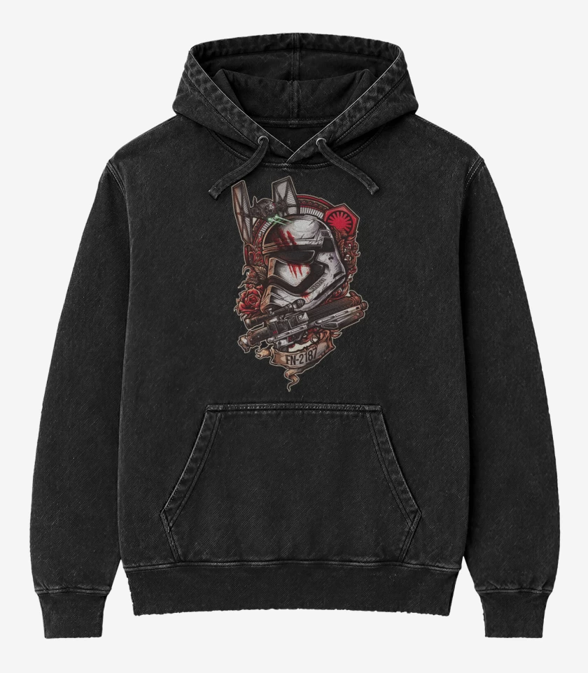 Poleron Canguro Acid Wash Negro de Trooper