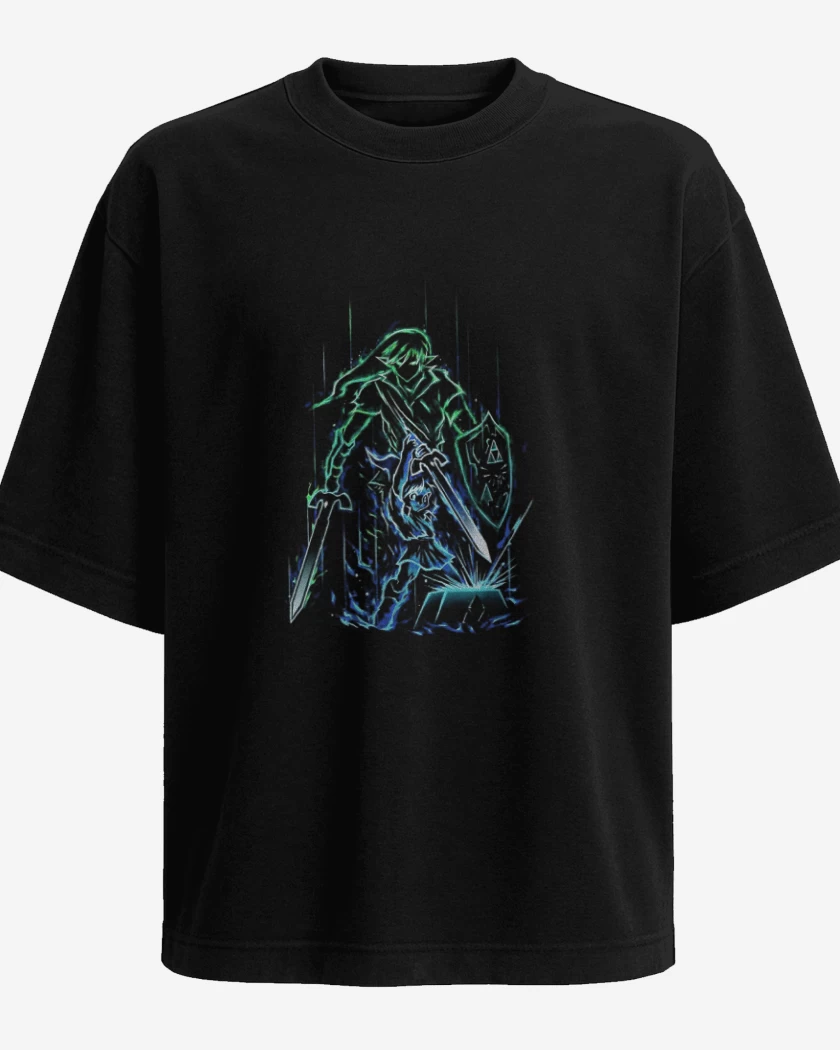 Polera Oversize Negro de Link neon