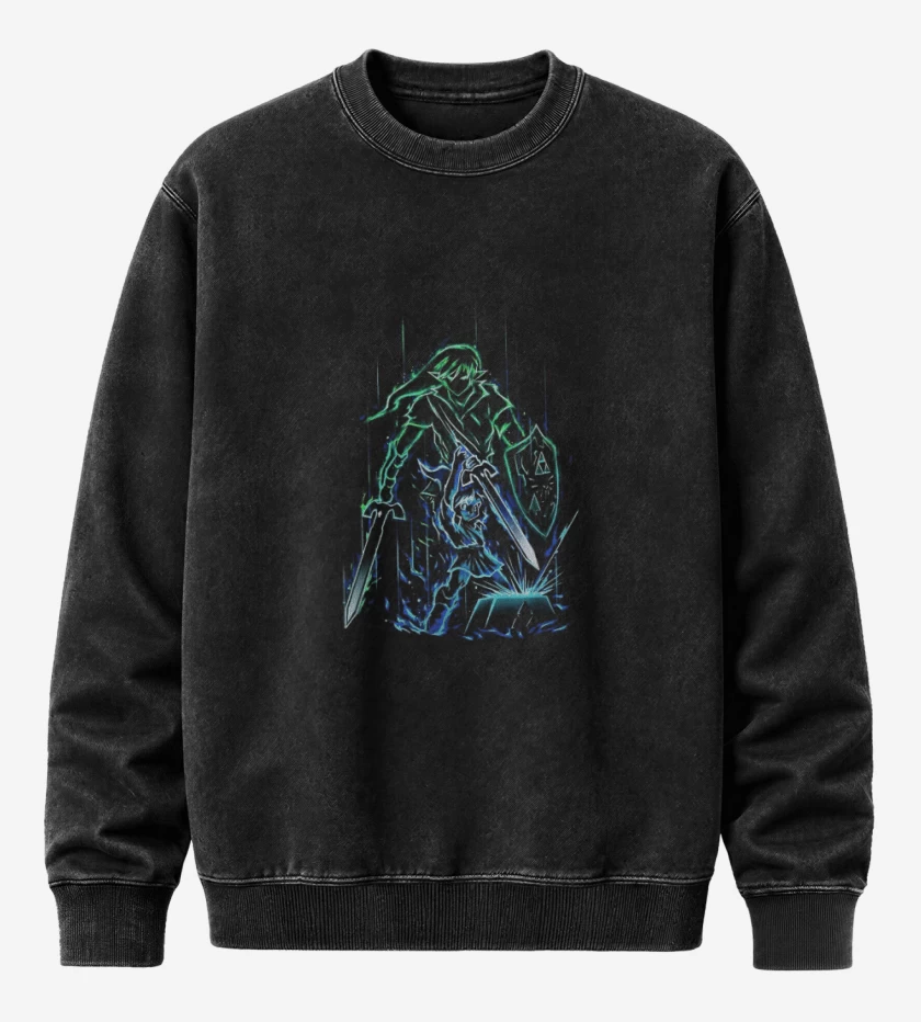 Poleron Polo Acid Wash Negro de Link neon