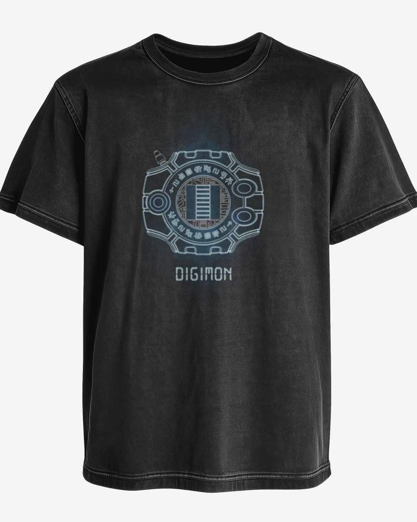 Polera desgastada Negro de Digimon