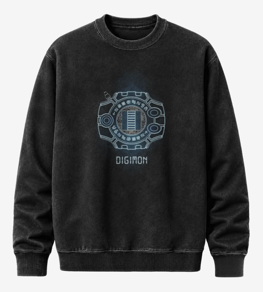 Poleron Polo Acid Wash Negro de Digimon