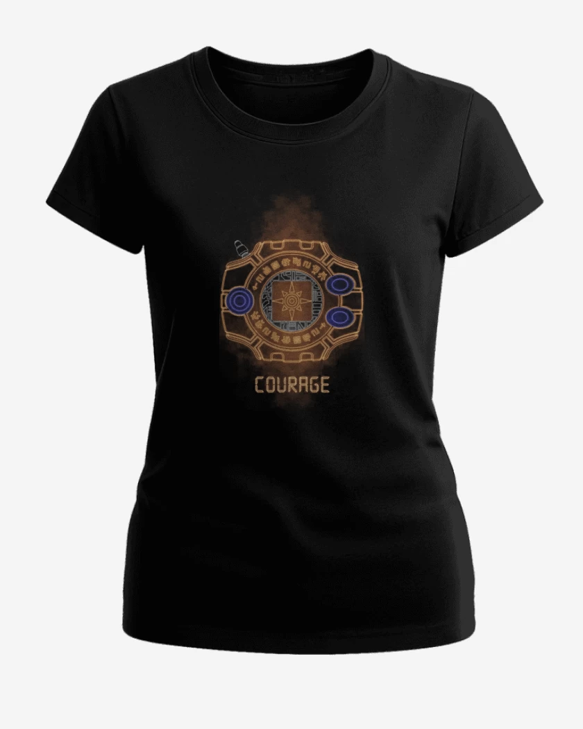 Polera de Mujer Negro de Digimon courage