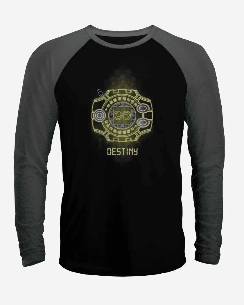 Polera Raglan Negro / Negro Heather de digimon destiny
