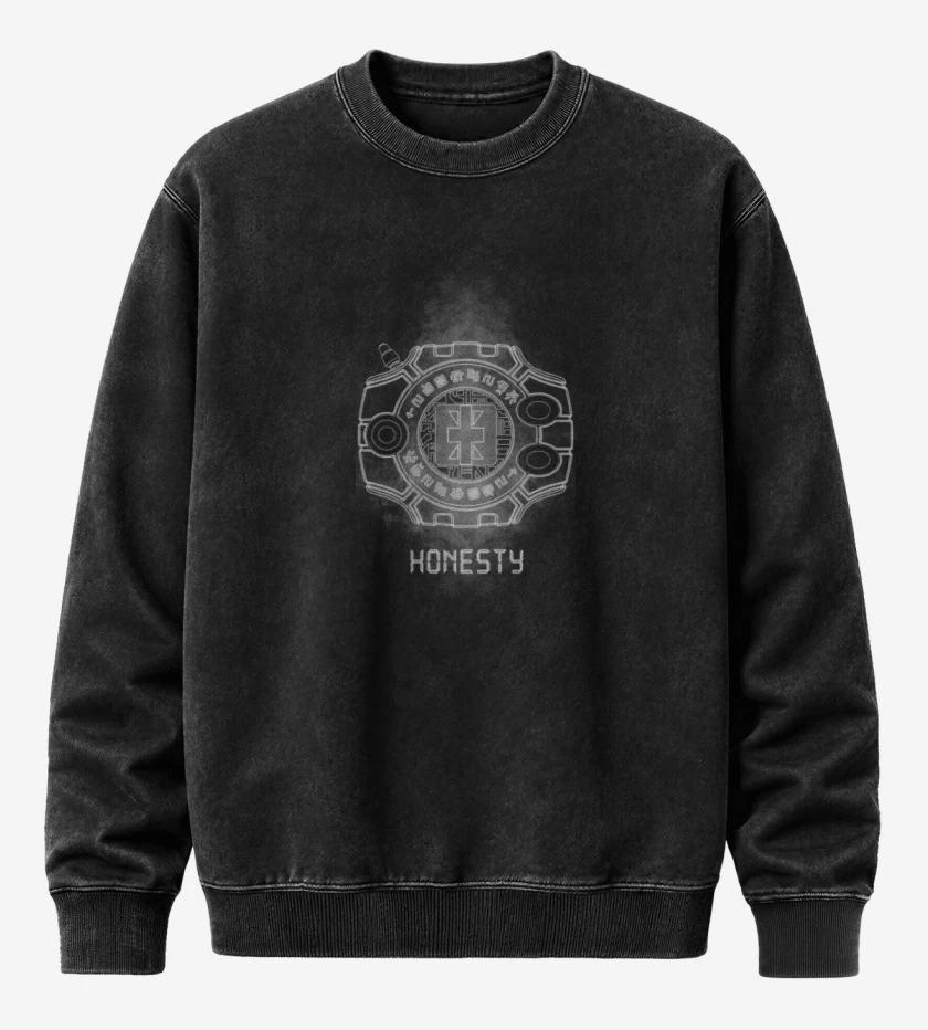 Poleron Polo Acid Wash Negro de digimon honesty