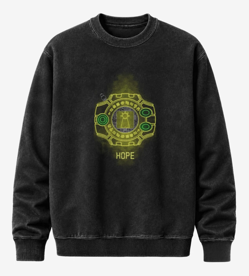 Poleron Polo Acid Wash Negro de digimon hope