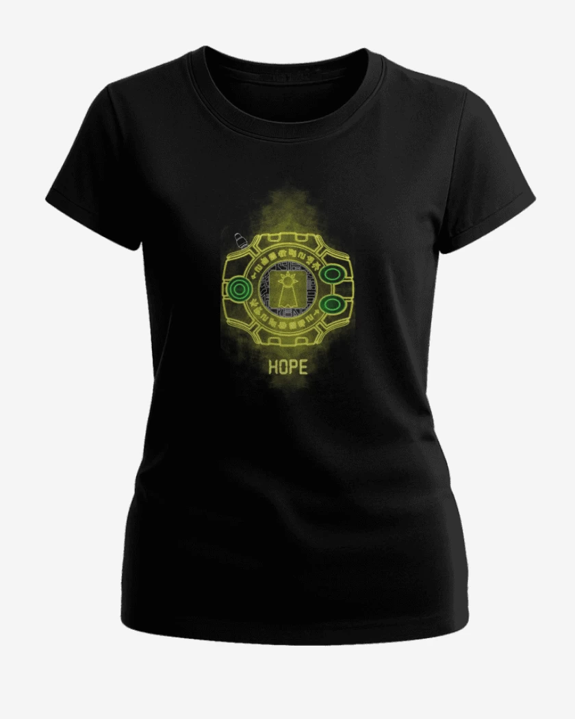 Polera de Mujer Negro de digimon hope