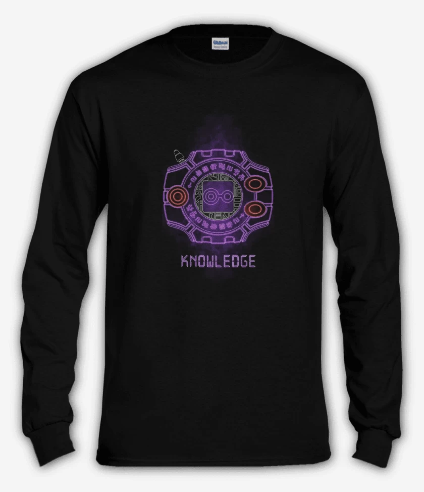 Polera manga larga Negro de Digimon knowledge