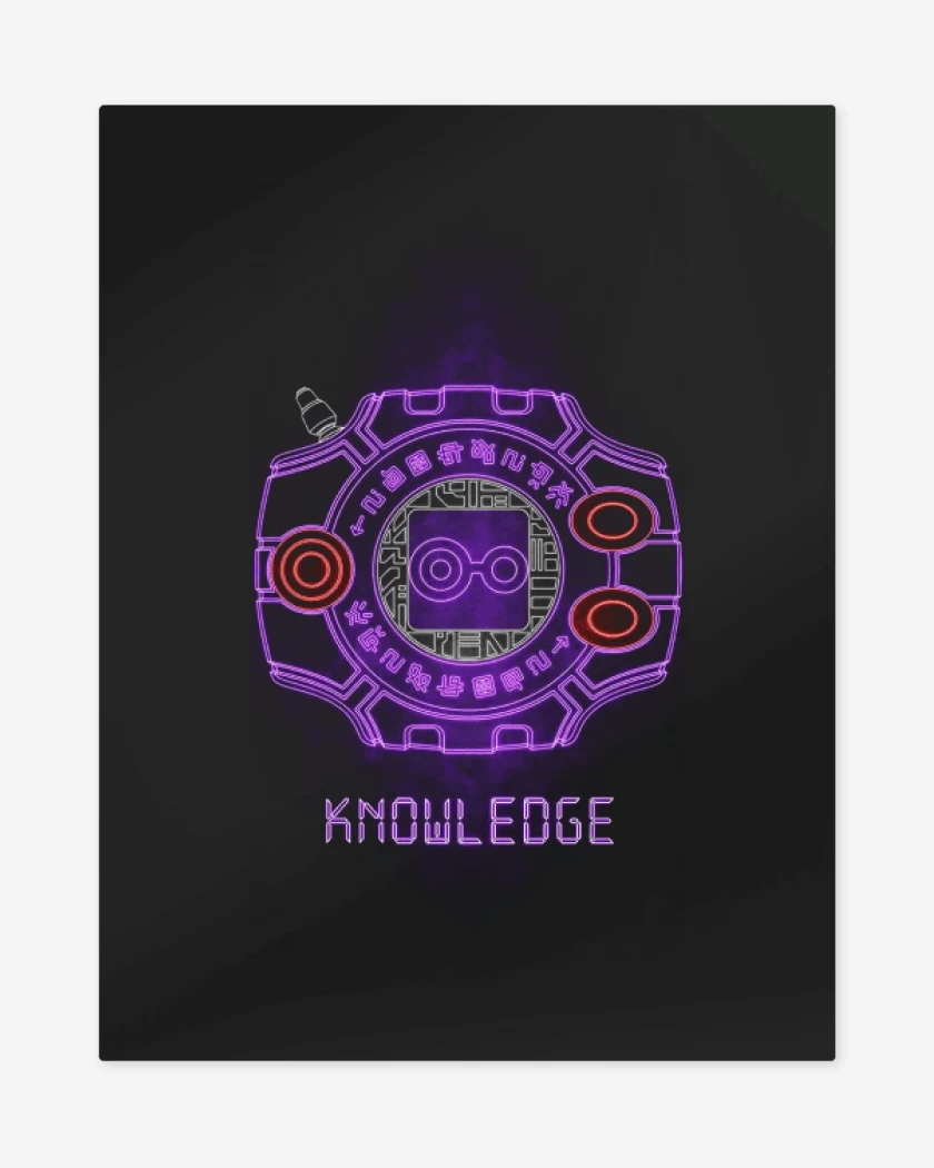 Print metalico Negro de Digimon knowledge