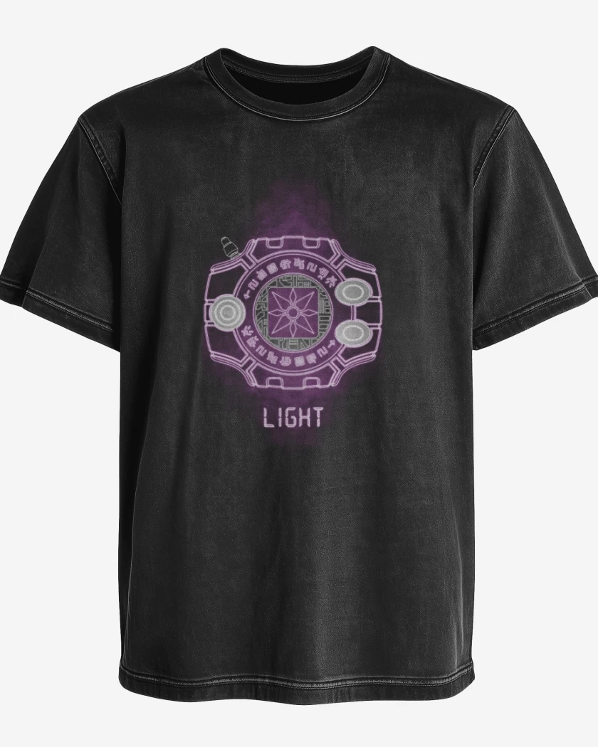 Polera desgastada Negro de digimon light