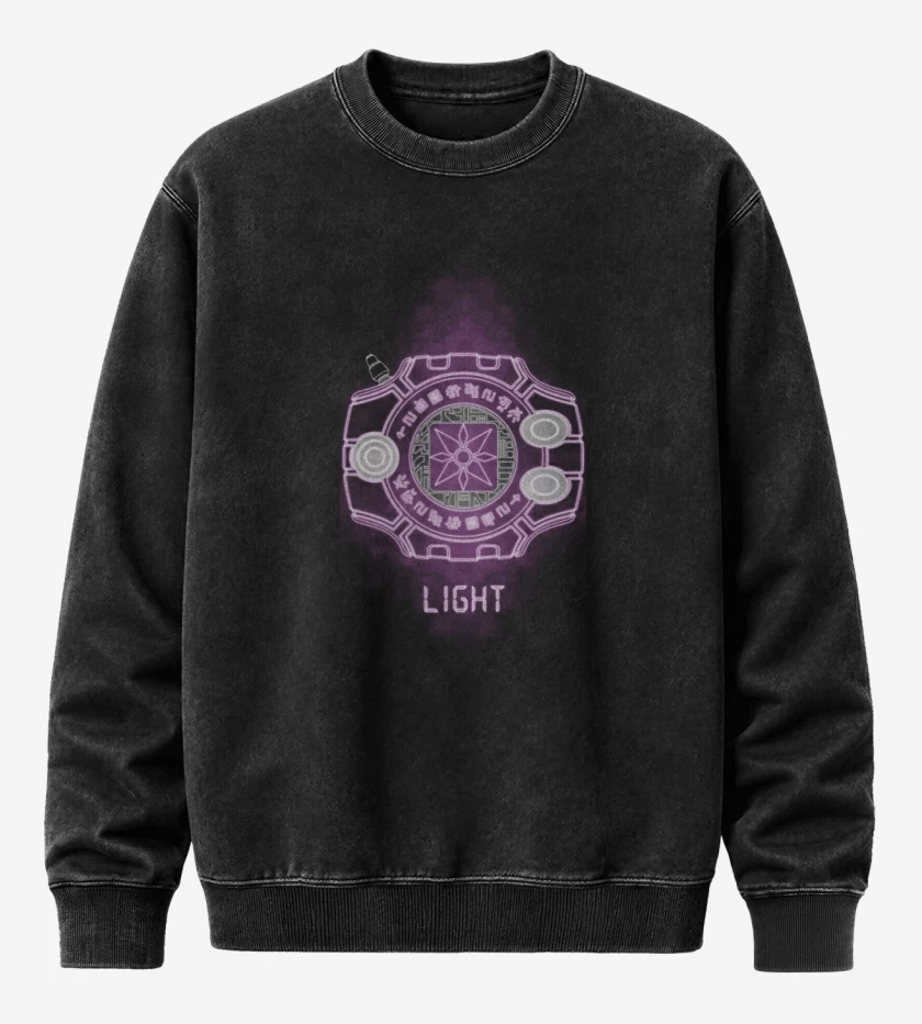 Poleron Polo Acid Wash Negro de digimon light