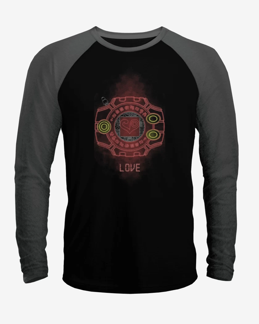 Polera Raglan Negro / Negro Heather de Digimon love