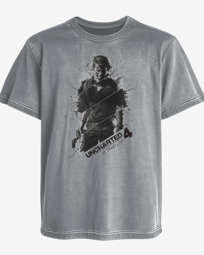 Polera desgastada Gris Melange de Uncgarted 4