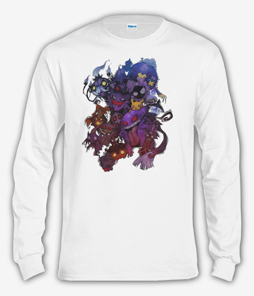 Polera manga larga Blanco de Pokemones fantasmas