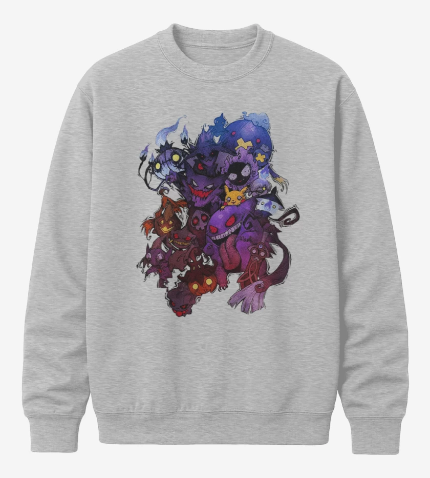 Poleron polo Gris Melange de Pokemones fantasmas