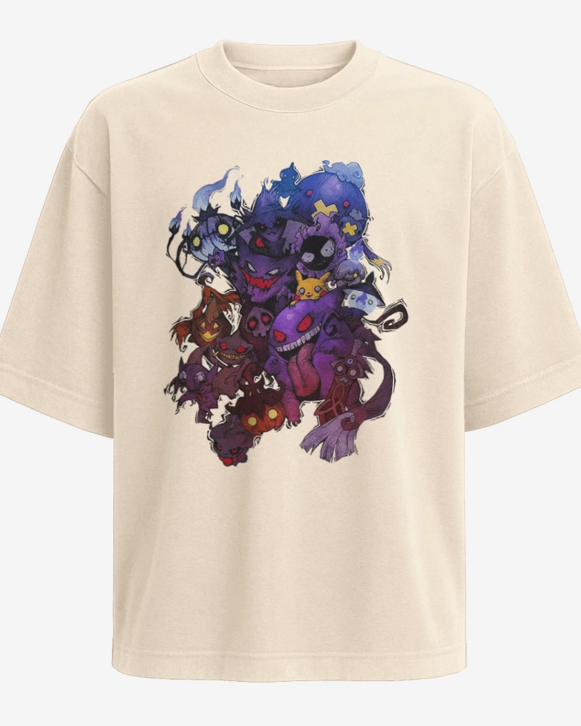 Polera Oversize Beige de Pokemones fantasmas