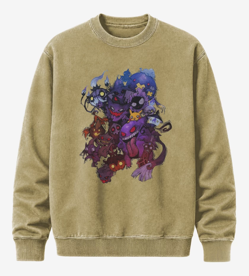 Poleron Polo Acid Wash Beige de Pokemones fantasmas