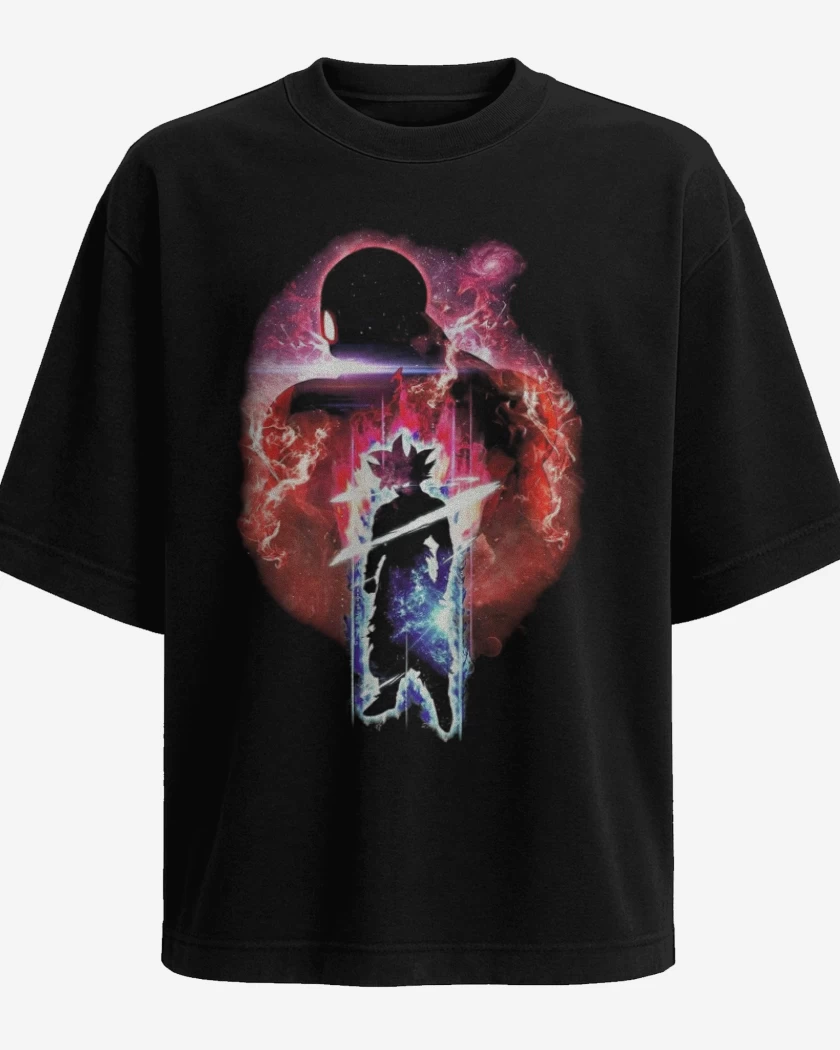 Polera Oversize Negro de Goku vs jiren