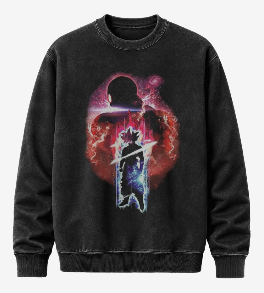 Poleron Polo Acid Wash Negro de Goku vs jiren
