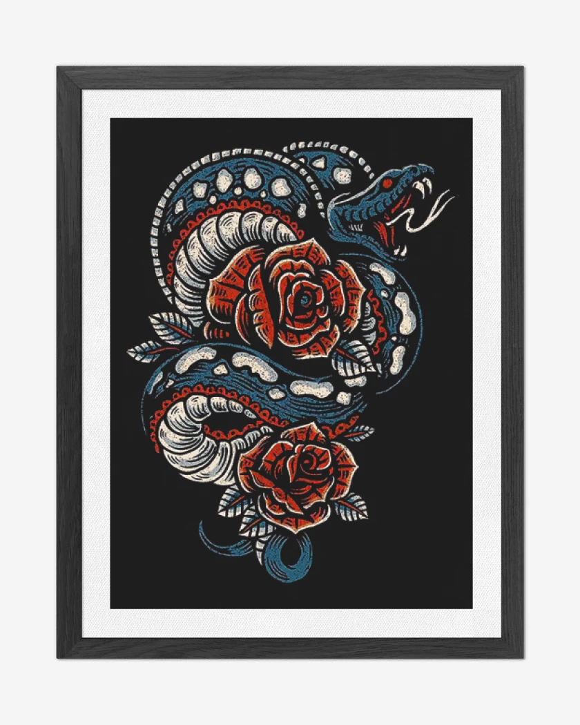 Cuadro decorativo Negro de Snake and roses