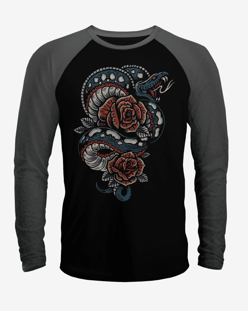 Polera Raglan Snake and roses