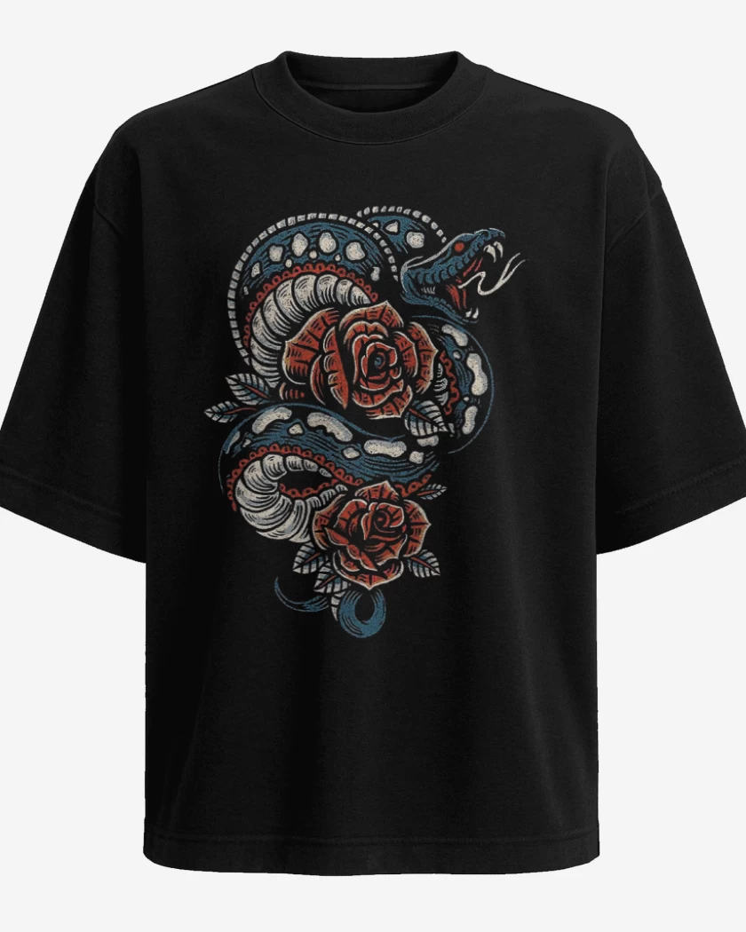 Polera Oversize Snake and roses
