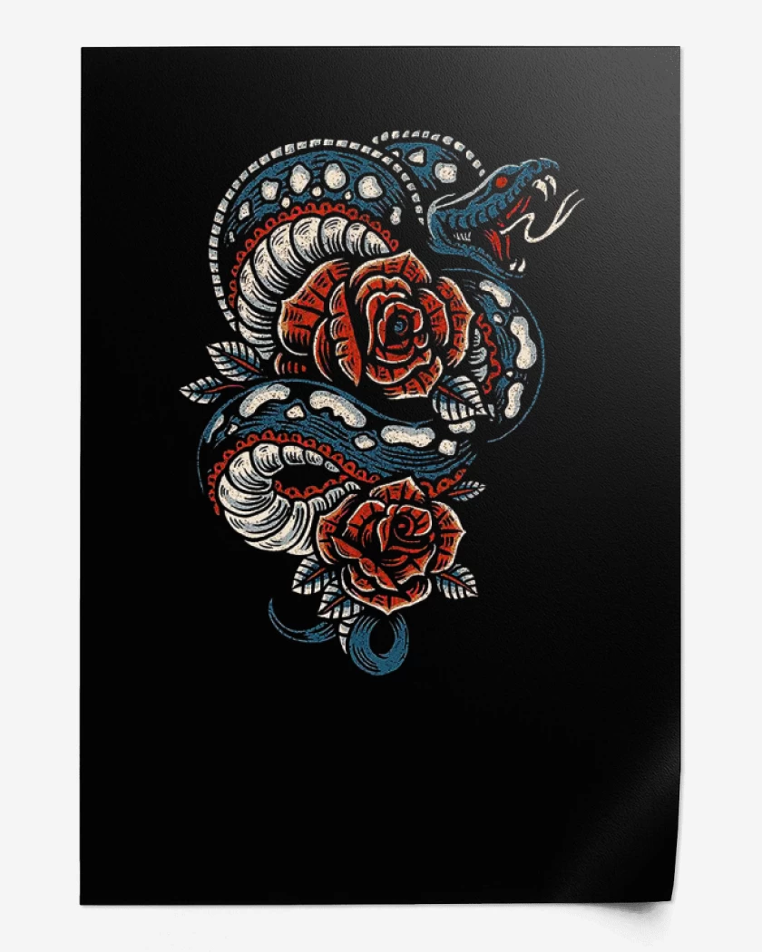 Print Snake and roses