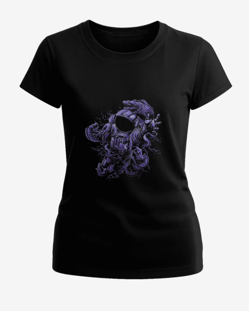 Polera de Mujer Negro de astronauta 11