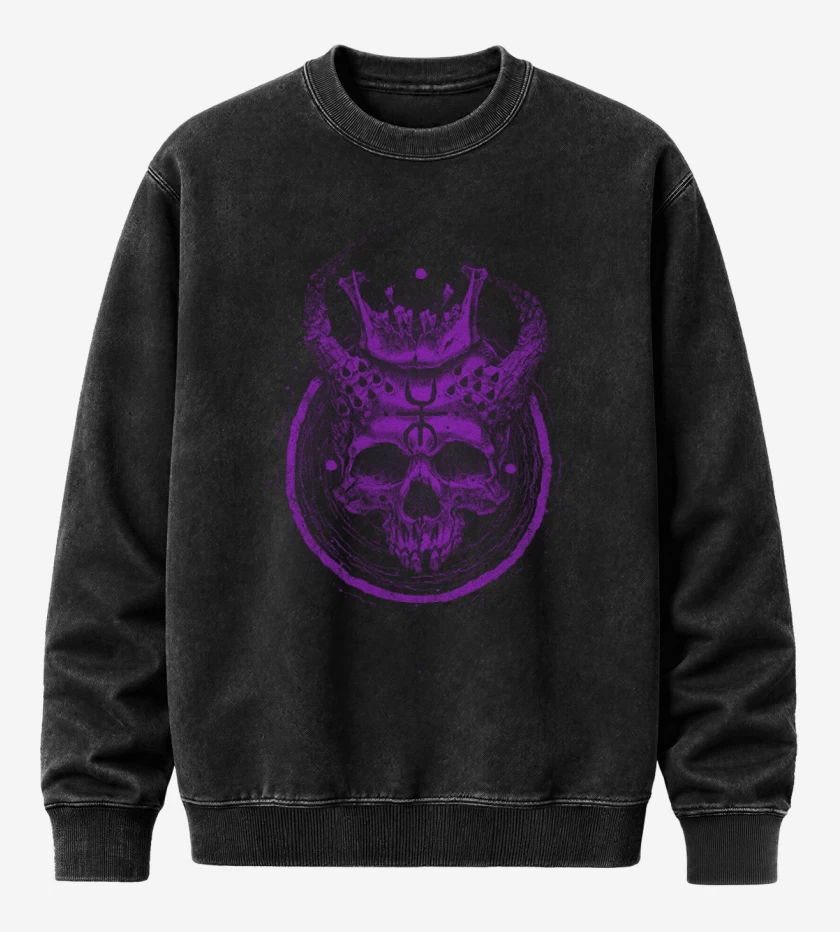 Poleron Polo Acid Wash Negro de King skull