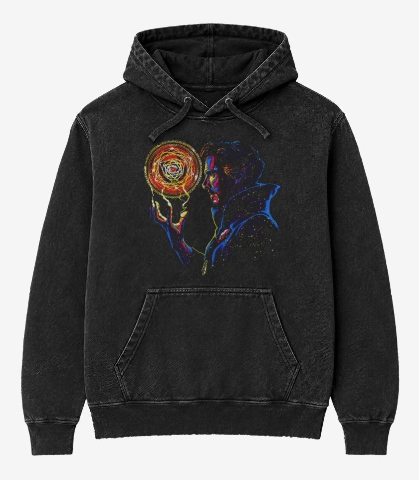 Poleron Canguro Acid Wash Negro de Doctor strange 2