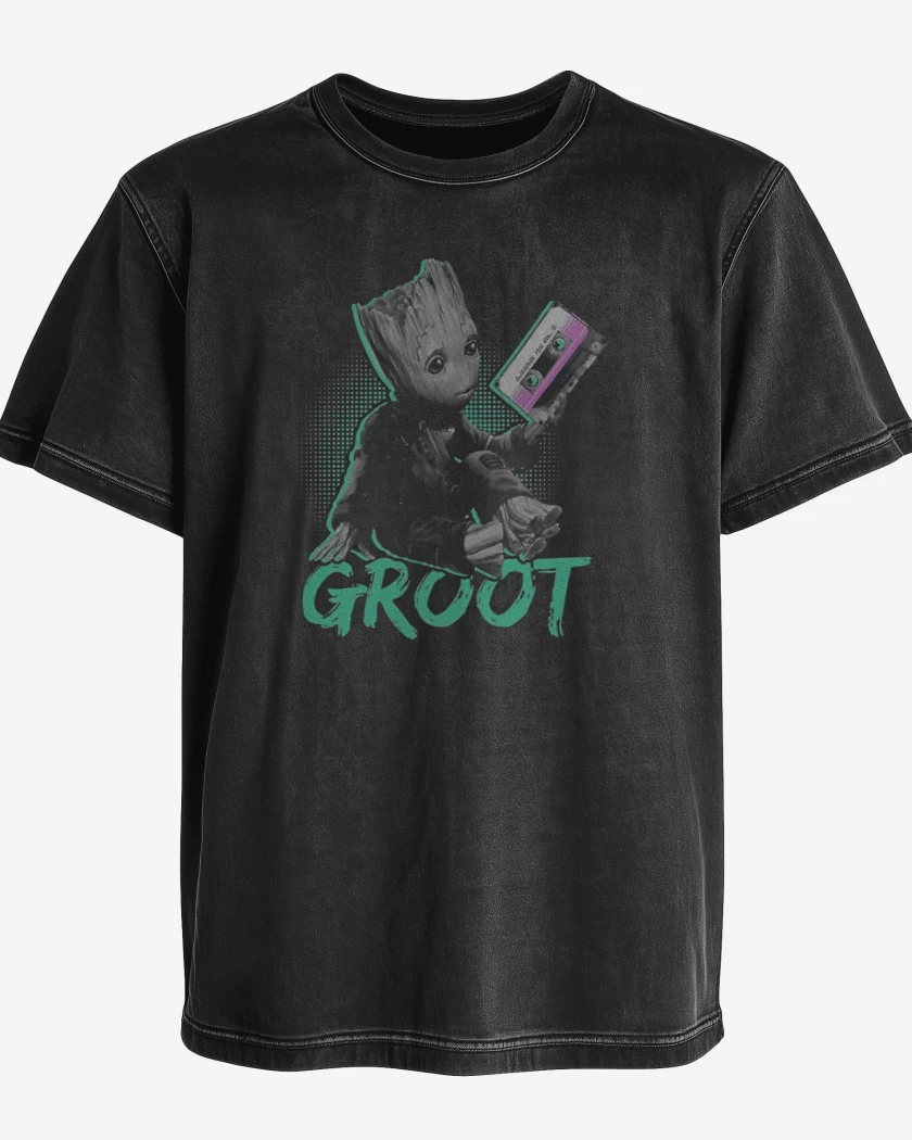 Polera desgastada Negro de groot