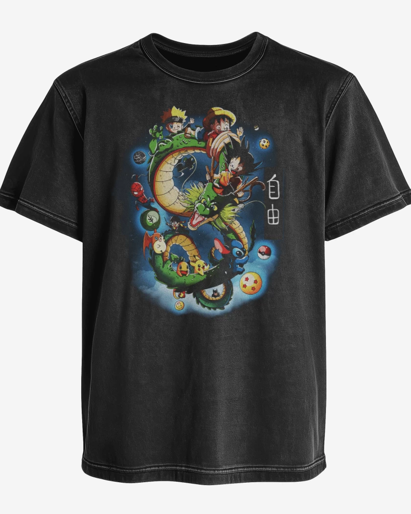Polera desgastada Negro de Dragoncillo