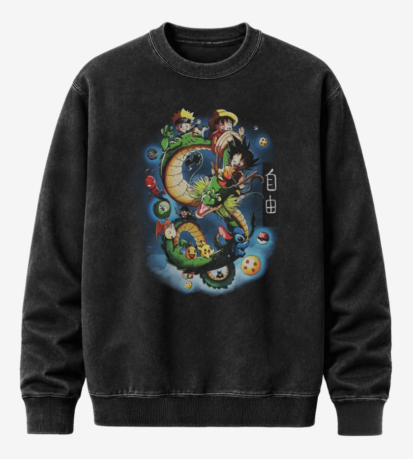 Poleron Polo Acid Wash Negro de Dragoncillo