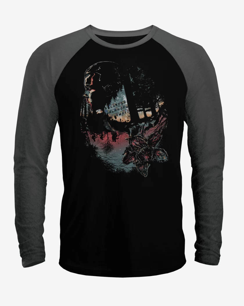 Polera Raglan Negro / Negro Heather de Stranger things 9
