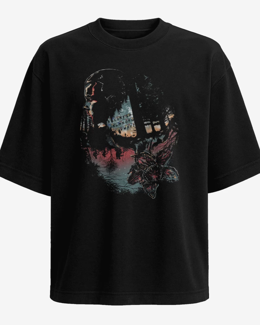 Polera Oversize Negro de Stranger things 9