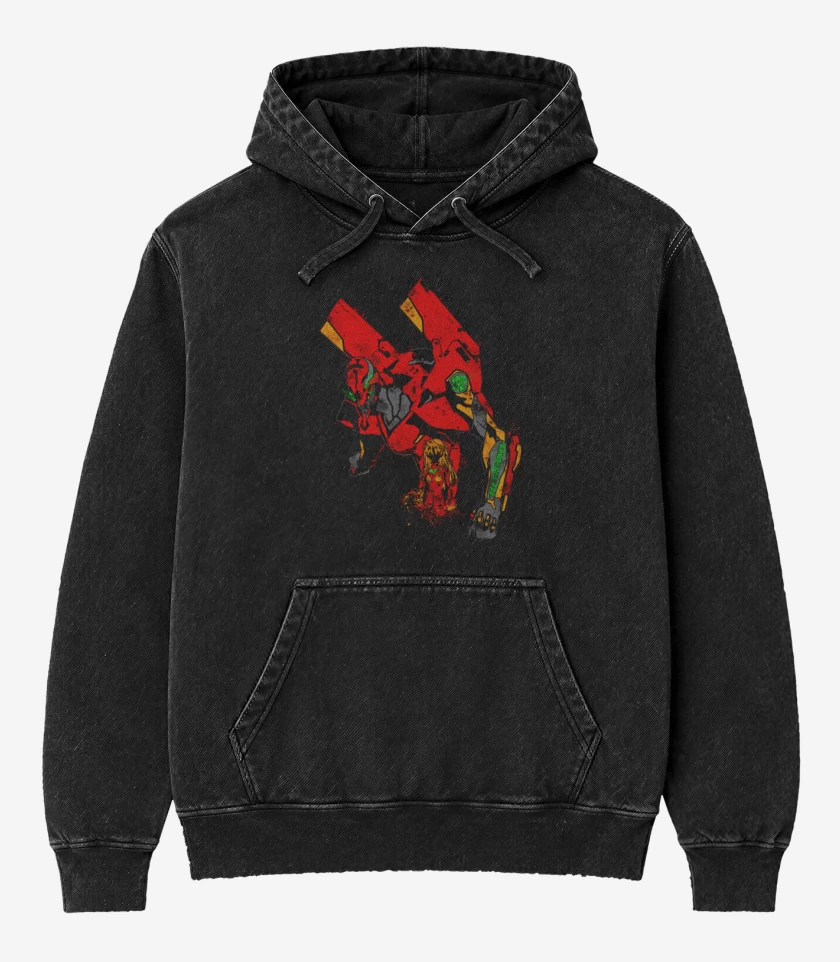 Poleron Canguro Acid Wash Negro de Eva 02