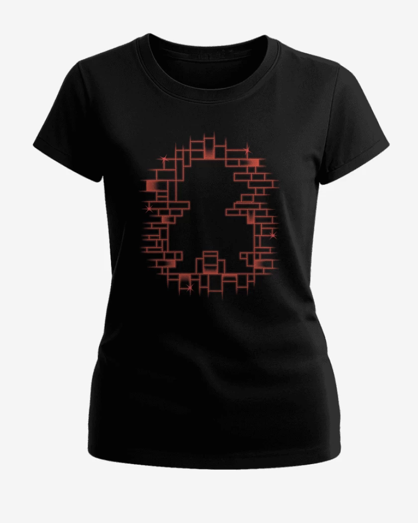 Polera de Mujer Negro de Super bigote ladrillos