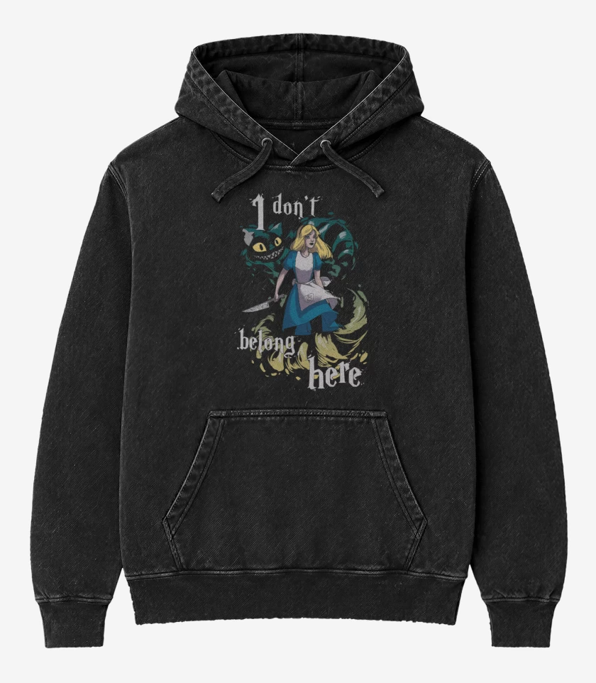 Poleron Canguro Acid Wash Negro de Alicia 