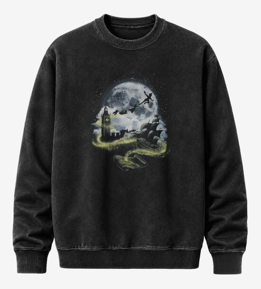 Poleron Polo Acid Wash Negro de Peter pan 