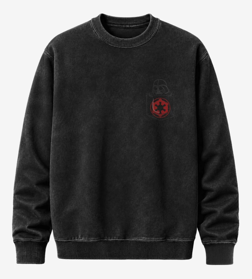 Poleron Polo Acid Wash Negro de vader bolsillo