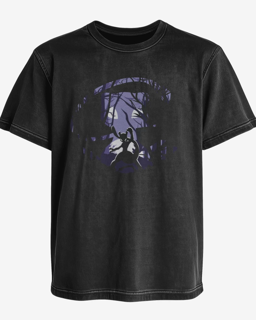 Polera desgastada Negro de Mewtwo