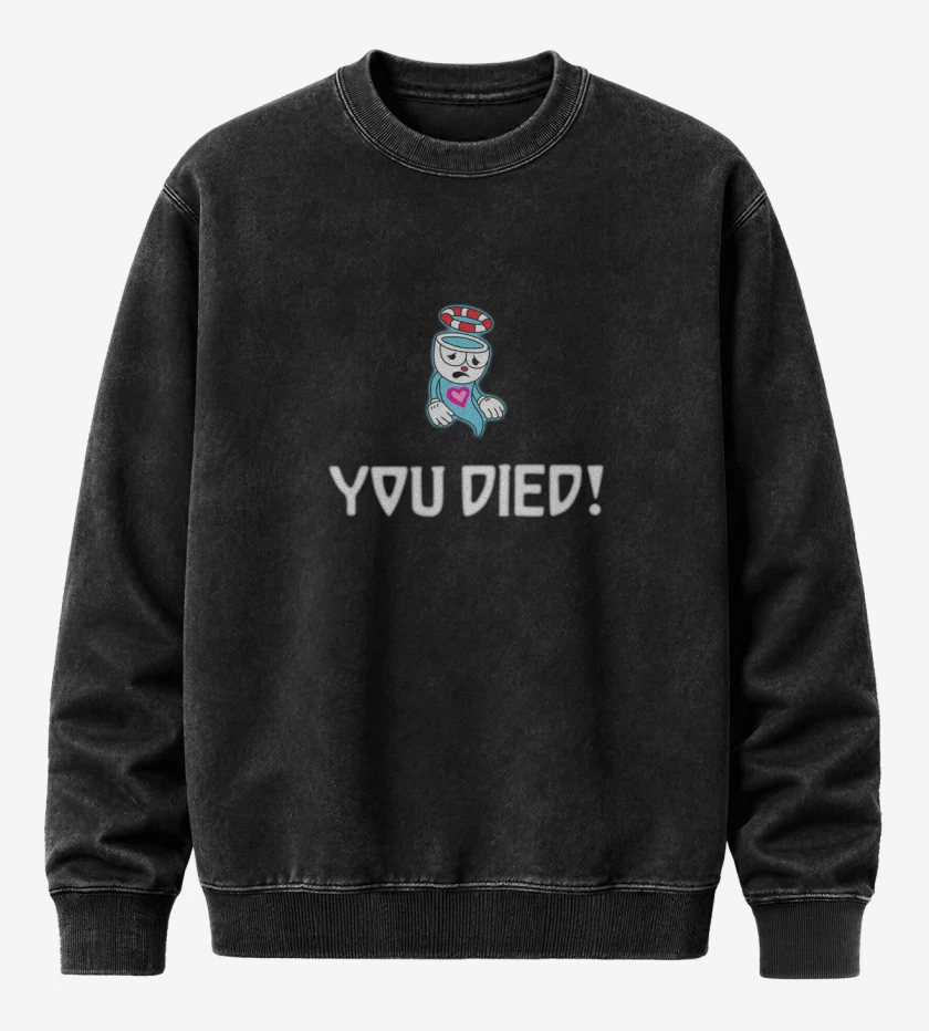 Poleron Polo Acid Wash Negro de Cup head you died!